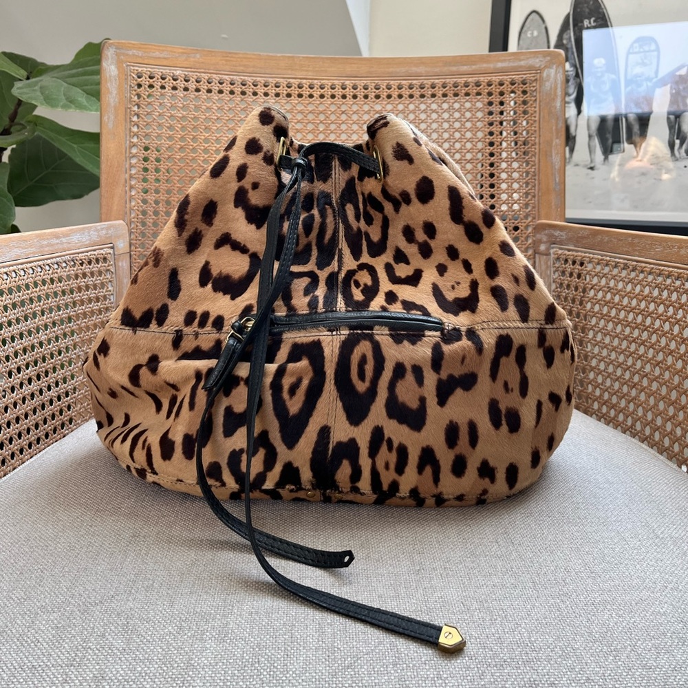Jerome Dreyfuss Leopard Alain Haircalf Hobo Bag - Picture 1 of 16